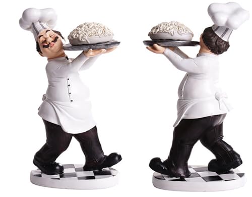 AOKZOE French Chef Figurine - Resin Home Countertop Table Spaghetti Decoration for Country Cottage Decor & Gourmet Kitchen Decorations (Noodles)