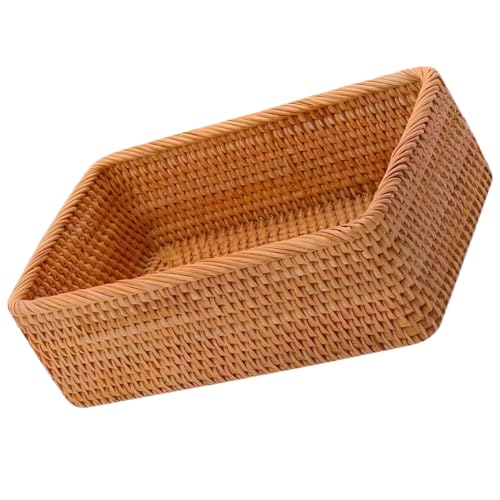GALPADA Cesta de Almacenamiento de Ratán Tejida Mano Cesta Delicada para Escritorio Caja Organizadora Multifuncional para Juguetes y Snacks Mediano para Uso Doméstico