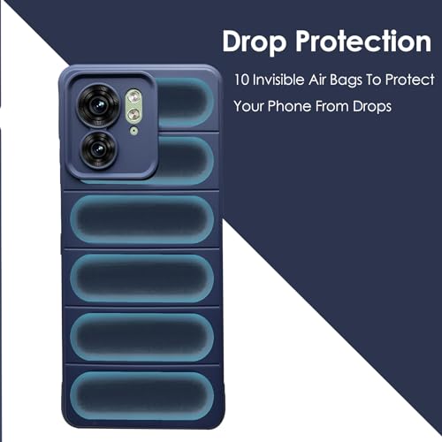 Image of A rtistque Liquid Silicone Stripes Back Cover Case for Motorola Moto Edge 40 5G | with Camera Protection | with Inner Fabric | Anti Slip Grip | AirBag Case - Blue