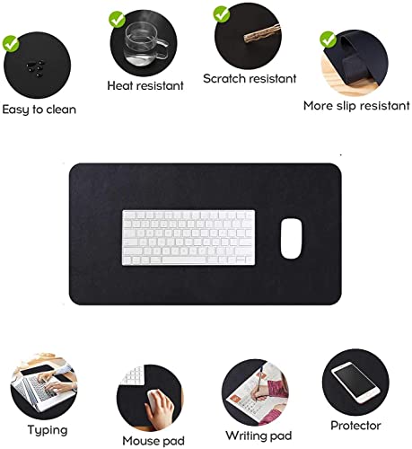 Image of Mouse Pad, Desk Mat, Large Leather Desk Pad, PU pad Waterproof Mouse Pad for Laptop, Office Table Protector Blotter Best Gifts (80 x 40 cm, Black)