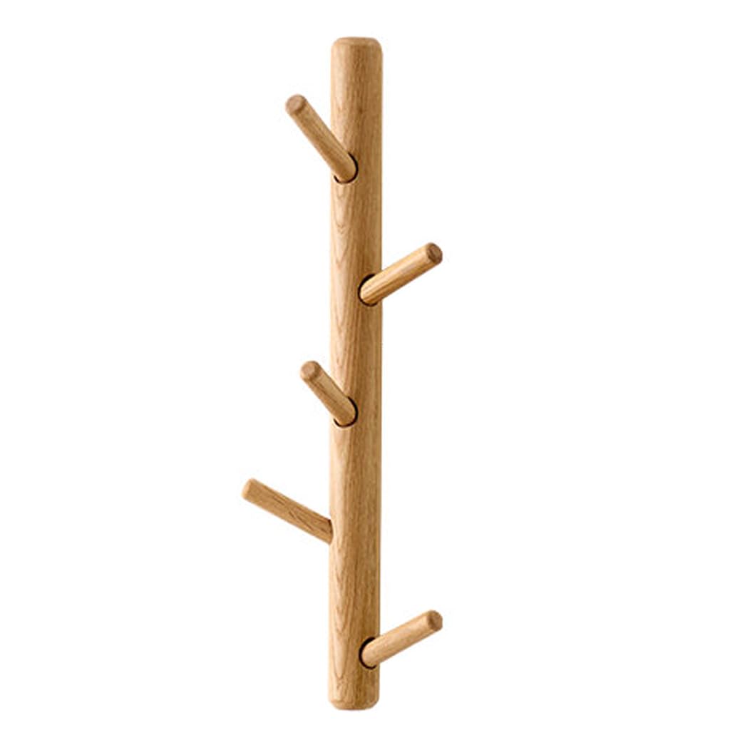 ZHOUXIAO Solid Wood Vertical Coat Rack Wall Mount,Branch Shape Coat Hooks Hanger 50cm