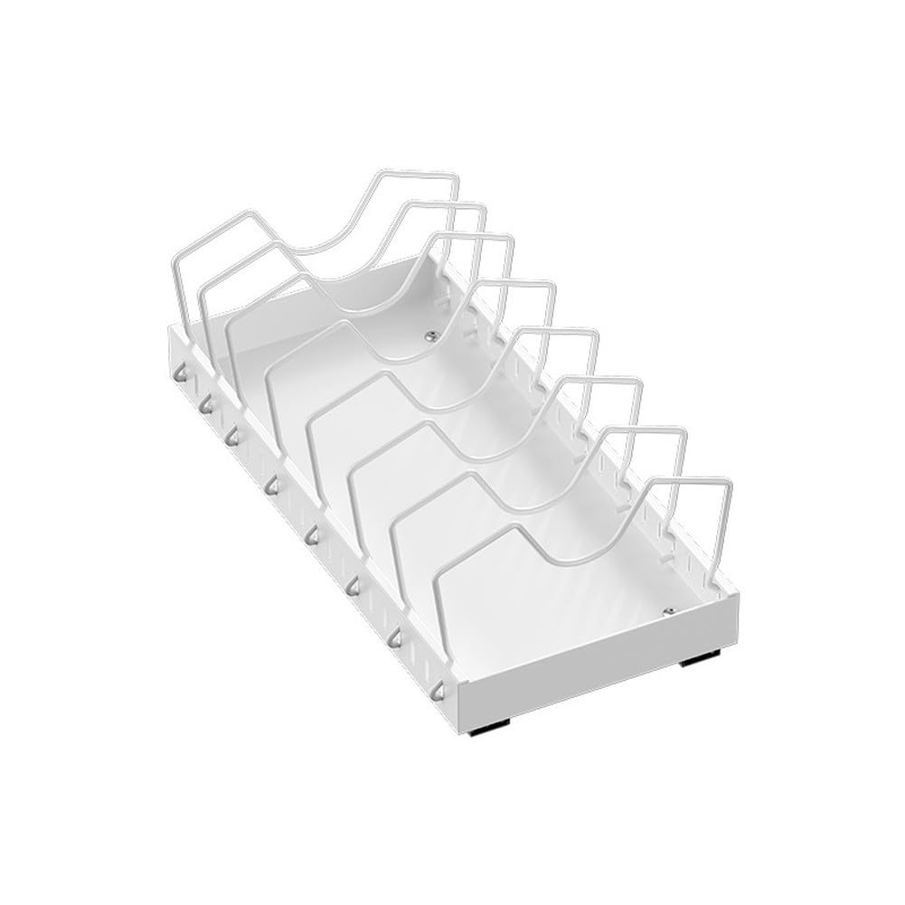 Estante para ollas y sartenes, estante para armario de cocina con separadores flexibles para ahorrar espacio, dimensiones 42 x 21 x 3,5 cm