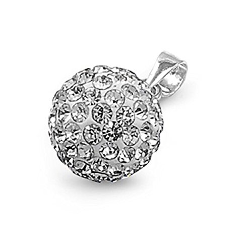CloseoutWarehouse Pave Cubic Zirconia Ball Pendant Sterling Silver