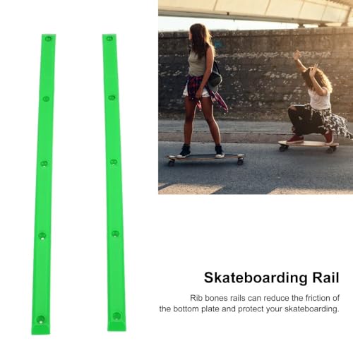Chiffonade Rib Bones Rails 36.5x1.7cm Flexible ABS Guardrails with Mounting Screws Skateboard Edge Protector Accessories for Longboard Skateboard(Green)