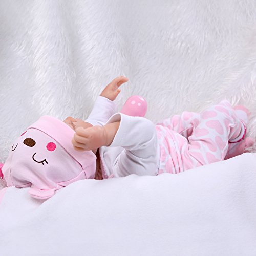 Ocsdoll Reborn Baby Dolls 22" Cute Realistic Soft Silicone Sleeping Baby Dolls Real Newborn Baby Doll Girl With Closed Eyes #TOP2