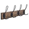 Homagic Solid Pine Wood Towel Rack Rustic Coat Rack Wall Mounted Coat Hook with 4 Farmhouse Hooks Rustic Towel Racks for Bathroom Entryway Kitchen Towel Coat Hat Purse Robes (Brown)