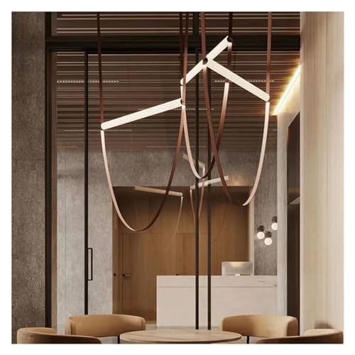 Lustre lampe à pendentif LED cuir pour illuminer une table à manger - 4