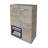 FACKELMANN Doppel-Midischrank B.Style/Badschrank mit gedämpften Scharnieren/Maße (B x H x T): ca. 60,2 x 82,6 x 32 cm/hochwertiger Schrank fürs Bad mit 2 Türen/Korpus & Front: Grau