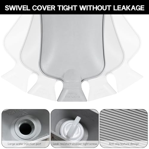 Jsdoin Hot Water Bottle with Luxury Cosy Faux Fur Cover UK, 2L Leakproof Hot Water Bag for Neck, Shoulder Pain and Hand Feet Warmer (Gray) - Image 3