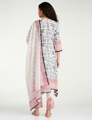 Image of BIBA Women Cotton Straight Printed Kurta Ankle Length Suit Set