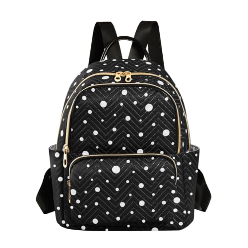 Image of ALAZA White Polka Dot Pattern Medium Backpack Purse for Women Travel Bag Fashion Daypack Back Pack Shoulder Bag