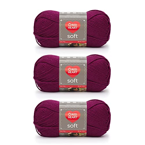 Image of Red Heart Soft Berry Yarn - 3 Pack of 141g /5oz - Acrylic - 4 Medium (Worsted) - 256 Yards - Knitting /Crochet