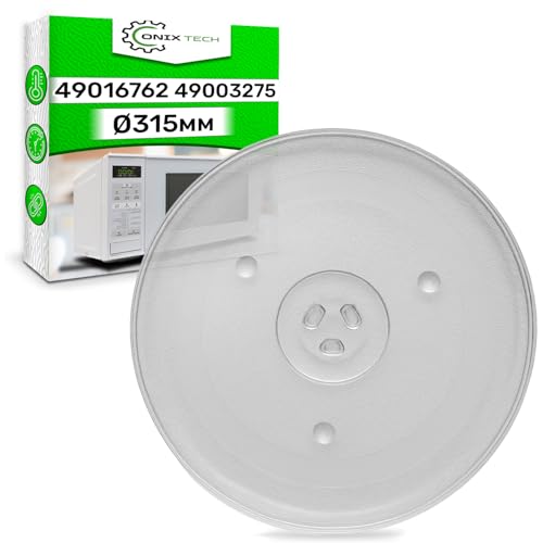 Plato Microondas Universal Ø 31,5 cm сon 3 Patas de Apoyo con Código Original 49016762 para Candy - Vidrio Templado Resistente al Calor y a los Arañazos y Manchas - ONIX TECH