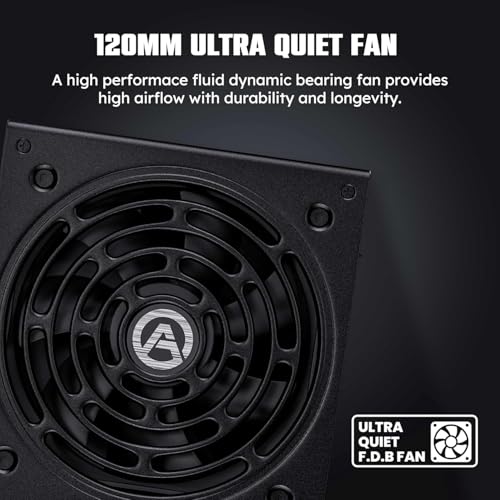 ARESGAME AGT Series 1000W Power Supply, 80+ Gold Certified, Fully Modular, FDB Fan, Compact 140mm Size, 10 Year Warranty, ATX Gaming Power Supply - Thumbnail 4