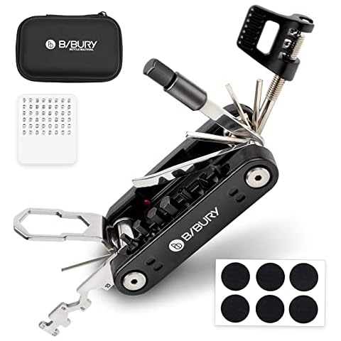 BIBURY Bike Tool Kit, New Version Bike Tools, 23 in 1 Bicycle Multitool Pocket Bike Multitool Repair Kit for Mountain Bikes with Patch Kit and Tire Levers - Cyclist Gift Cover