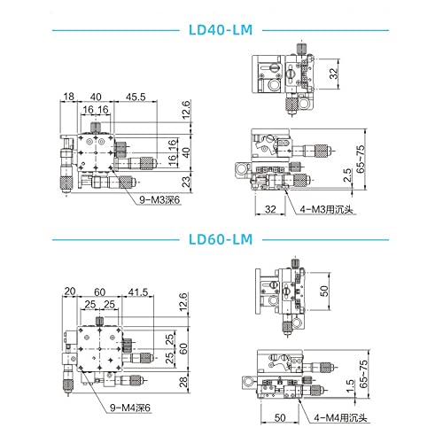 Module de mouvement axe XYZ LD60-RM avec table coulissante de 60 mm - 4