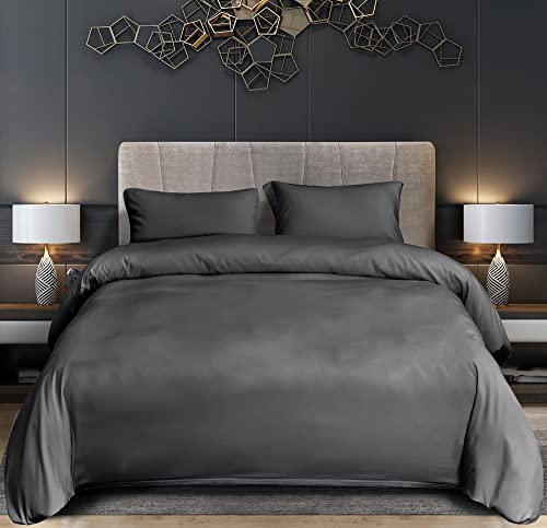 Bht Premium Microfiber Duvet Cover Set – 3 Pieces - Super Soft 1800 Thread Count With Zipper Closure - Fade & Wrinkle Resistant (Gray, King) #TOP6