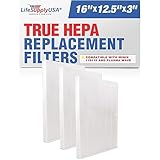 LifeSupplyUSA (3-Pack) True HEPA Air Cleaner Filter Replacement 115115 Compatible with Winix PlasmaWave WAC5300, WAC5500, WAC6300, 5000, 5000b, 5300, 5500, 6300 & 9000, Size 21