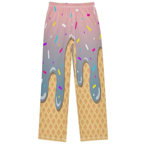 Boys' Pants Coral Color Ice Cream Joggers Elastic Long Bottoms Trousers Sweatpants with Pockets Size 6-14