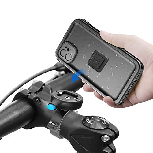 Cozycase Phone Bike Mount for iPhone 11, 2 in 1 Quick Lock Metal Bicycle Motorcycle Handlebar Phone Holder with Apple iPhone 11 Waterproof Case-Black