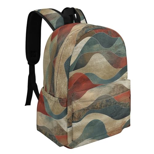 Earth Tones And Waves Printed Backpack Water-Resistant Pack Bulk Backpack Lightweight Travel Backpack2