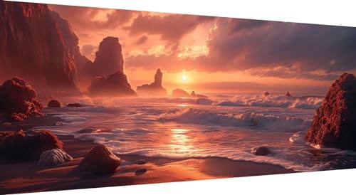 Plage Diamond Painting 125x50cm pour décorer le salon en grand