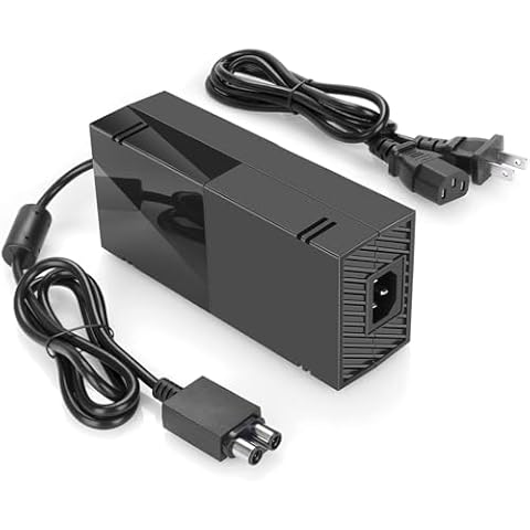 Oussirro Power Supply Brick for Xbox One with Power Cord,[2022 Enhanced Quieter Version] Great Charger Compatible with Xbox One Console, 100-240V Voltage AC Adapter Accessory Kit with Cable Cover