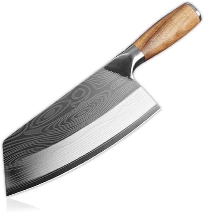 Meat Cleaver,Cleaver Knife 8 Inch Cleaver Knife Damascus Laser Pattern 40Cr13 Stainless Steel Kitchen Knife, LAMAJIGA5844