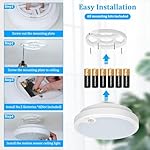 2-Pack Battery Operated Motion Sensor LED Ceiling Light, 7.2inch Flush Mount Light Fixture 6000K, Wireless Motion Activated Ceiling Lamp in 400LM for Closet Pantry Laundry Stair(Battery Not Included) - Image 5