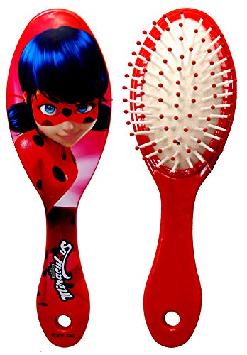 Miraculous Ladybug,Soft Hairbrush,Compact Hairbrush+Mirror,official Licensed (Red Ladybug Brush)