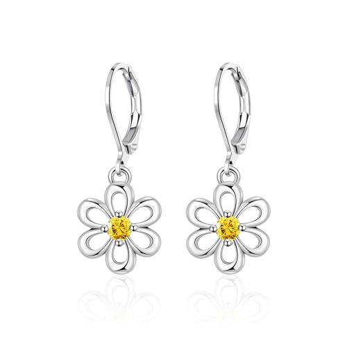 Flower Earrings Daisy/Sunflower Leverback Earrings Dainty Flower Drop Dangle Earrings Jewelry for Women Birthday