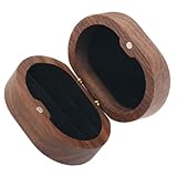 SOLUSTRE Caja de Madera de Nogal para Anillos, Organizador Porta Joyas Retro, Estuche para Guardar Anillos, Caja de Joyería para Boda y Compromisos, 1 Unidad