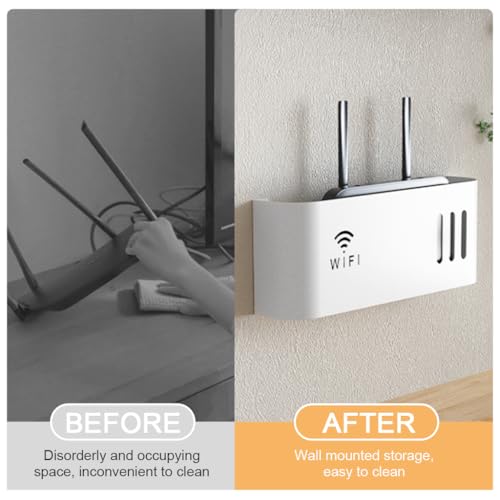 Image of HASTHIP WiFi Router Shelf 12.2 * 2.17 * 4.33 cm Wall-Mount Cable Storage