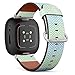 CJBROES Replacement Leather Watch Band, Compatible with Fitbit Versa 3 and Fitbit Sense of Wristband Bracelet Accessory - Watercolor-Chevron-Cool-Shades