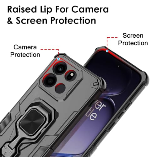 Image of TheGiftKart Tough Armor Bumper Back Case Cover for OnePlus Nord CE 6 5G | Ring Holder & Kickstand in-Built | 360 Degree Protection Back Case Cover for OnePlus Nord CE6 5G (PC & TPU, Black)