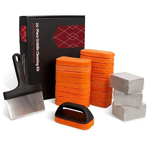 Ultimate 25 Piece Griddle Cleaning Kit for Blackstone | Complete Flat Top Grill Accessories Kit with Scraper, Cleaning Brick, Scouring Pads | Easy Cleaning on Hot or Cold Surfaces