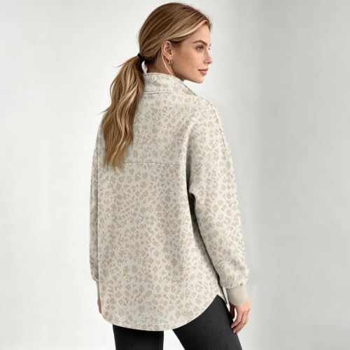 Womens Quarter Zip Pullover Lightweight Athletic Leopard Print Sweatshirts - image 7