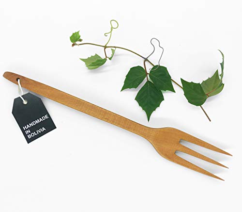 Wooden Cooking Serving Utensils High Heat Resistance - Handmade (Wooden Fork - Three Tines) #TOP18