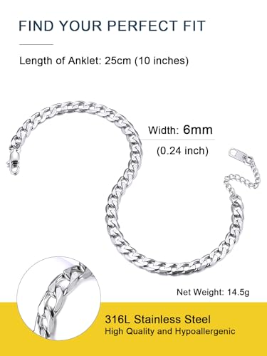 Image of ChainsPro Resizable Anklet Chain for Women Men, Figaro /Wheat /Twist Rope /Cuban Foot Bracelet-Strong with Good Clasp-18K Gold Plated(Send Gift Box)