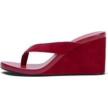 YIYA Womens Platform Flip Flops Sandals Comfortable Wedge High Heels Open Round Toe Summer Dress Thong Heels