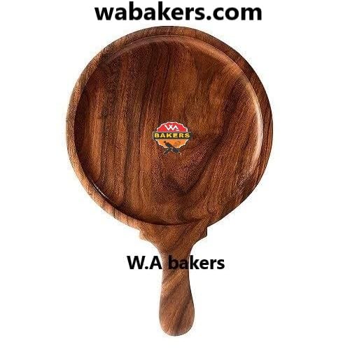 Image of W.A Bakers Wooden Round Pizza Bat with Handle /Bat /Board (8 Inches, Brown) (Small)