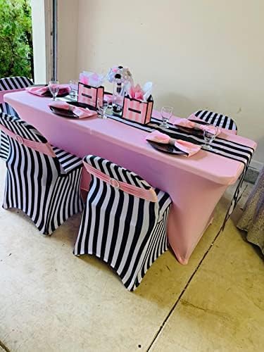 Image of FORLIFE 6Pack Spandex Table Covers 6ft,Fitted Tablecloth for 6ft Rectangular Tables, Stretch Patio Table Covers, Universal Spandex Table Cover for Wedding, Banquet, Party - Pink