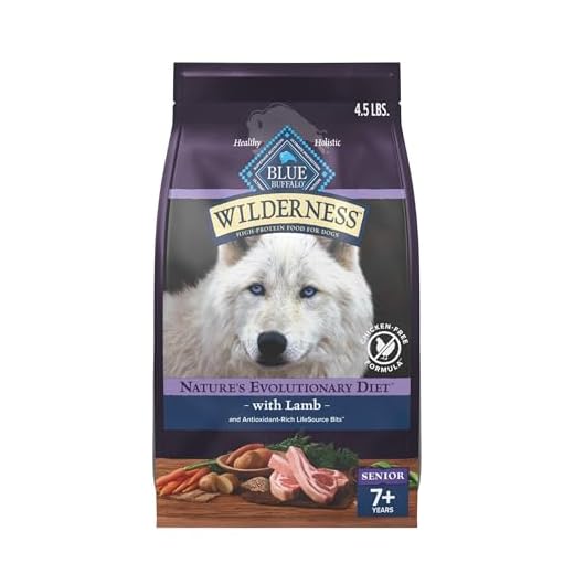 Blue Buffalo Wilderness 31 g Protein, Meat Rich Natural Dry Senior Dog Food, Lamb, Chicken-Free Formula, 4.5lb Bag