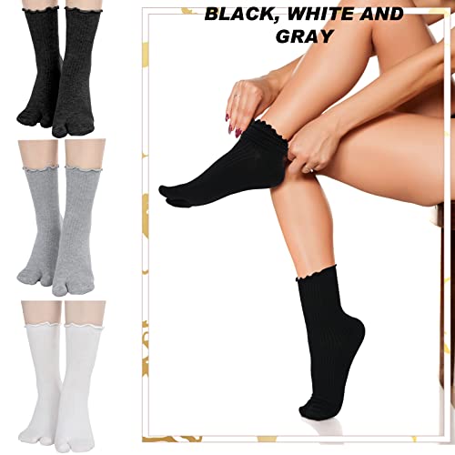 Bencailor 6 Pairs Tabi Split Toe Socks Frilly Tabi Cotton Sandal Socks for Men Women2