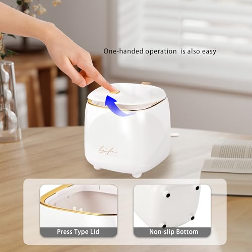 Basurero mini de escritorio portátil blanco miniatura 2