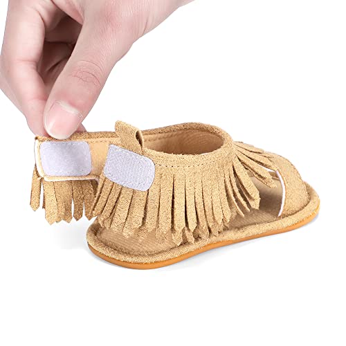 Estamico Baby Infant Girls Tassel Summer Prewalker Sandals, Khaki 12-18 Months #TOP4