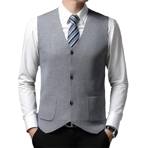 Men’s Button Down Sweater Vest V-Neck Sleeveless Knit Cardigan Waistcoat with Pockets Warm Casual Outerwear