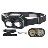 Pruojhw Linterna frontal LED | diadema ajustable e impermeable, linterna LED recargable superbrillante, para adultos, frente, casco de protección, seguridad, exterior, caza, pesca, senderismo, noche,