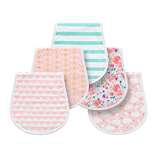 Image of Little Tots Burp Cloths 100% Cotton Baby Burp Set, Absorbent & Soft Burping Cloth Newborn Towel for Newborns & Babies Boys & Girls Unisex 5 Pack (Tell The flowers)