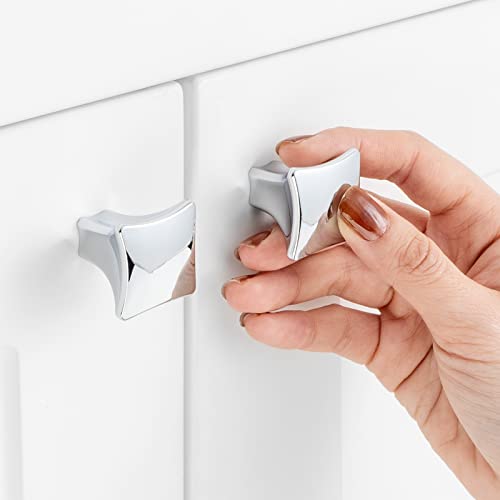 Askano Pack Of 10, Polished Chrome, 4 Pointed Star Kitchen Cabinet Knob Zk2208 | Modern Pull Handle, Solid Hardware For Drawer, Dresser, Bathroom, Vanity, Furniture Door, Cupboard, Size: 1-1/16 Inch #TOP1